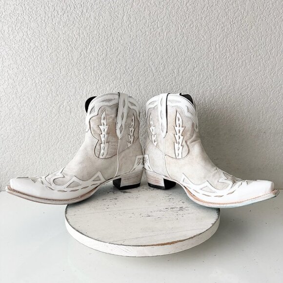 Lane CHASE THE WIND Womens Cowboy Bootie 12 Western Short White Cowgirl Boots - Picture 7 of 11